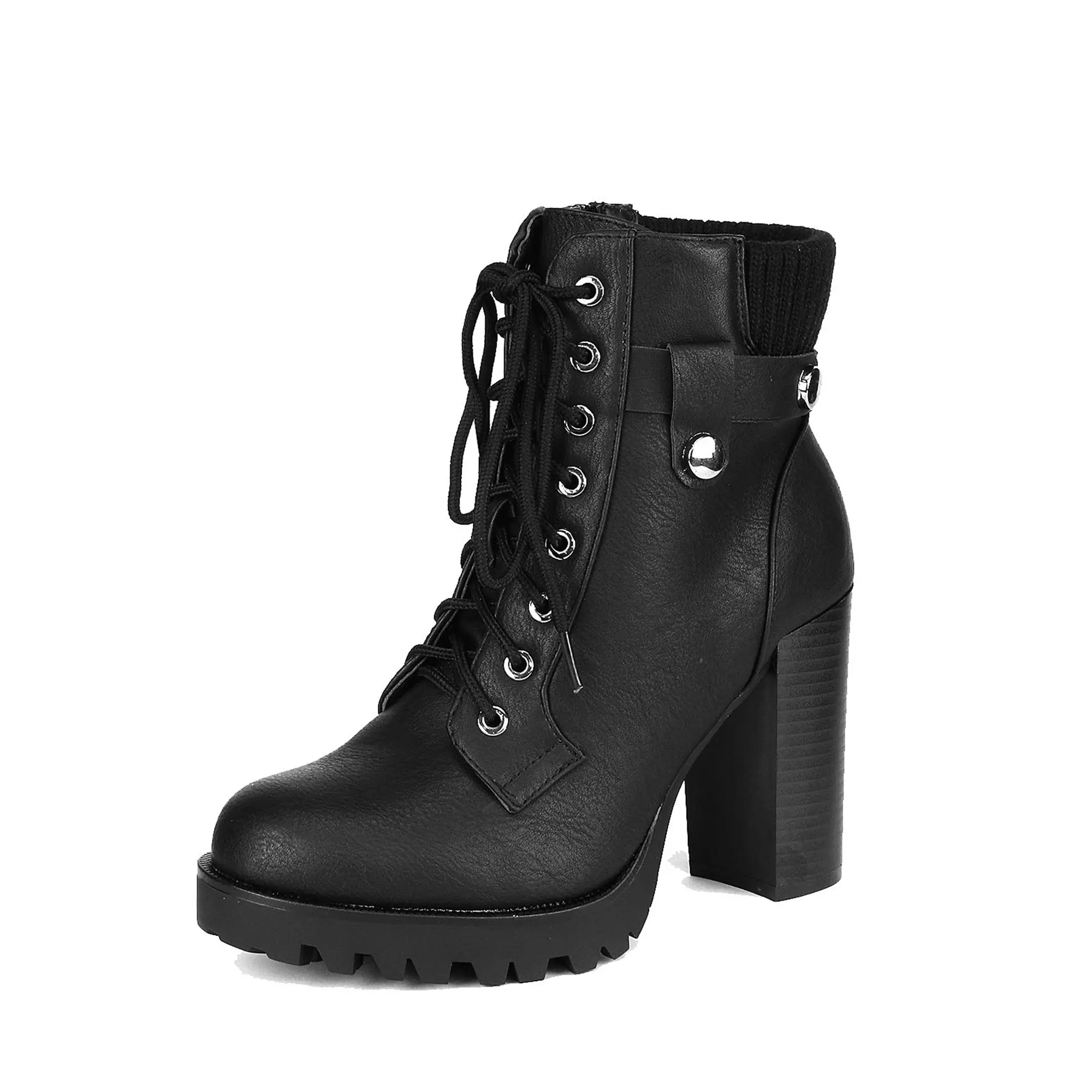 Dream Pairs Women's Lace-up Ankle Boots, Chunky Platform 4 in High Heels with Side Zipper, Comfortable Walking Booties for Casual Wear, Shoes For Women, Heels For Women