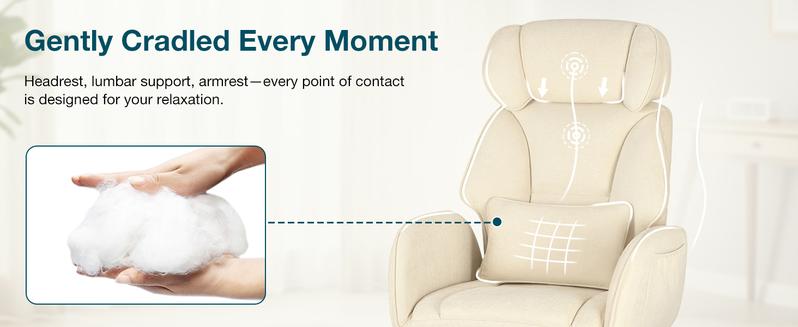 HOFFREE Criss Cross Chair with Wheels Ergonomic Office Chair with Reversible Armrest Wide Seat Comfy Desk Chair with Foot Rest for Gaming,Reading,Working(Beige)