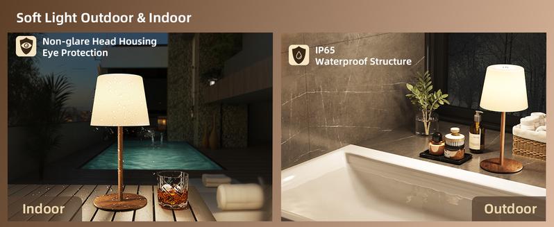 EZVALO Waterproof Shower Lamp, Cordless Table Lamp, 4500mAh Rechargeble Bathroom Lamp, 3 Color Temps Dimmable Touch Bedside Lamp, LED Night Light for Inside Shower Bathtub Patio Camping Bedroom Home Valentine's Day Gift