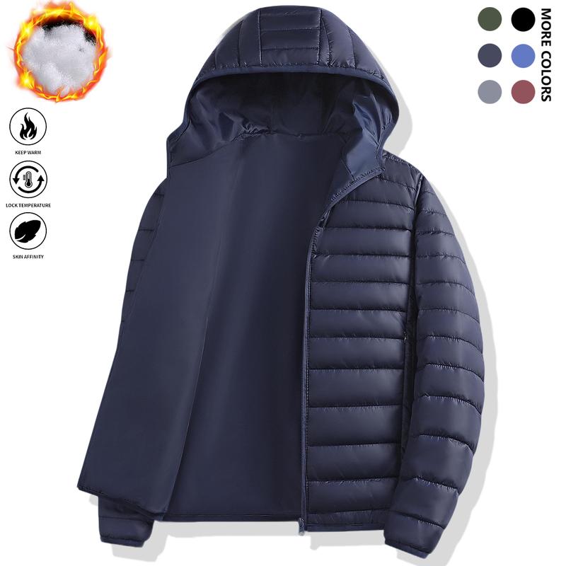 Men's Ultra-Lightweight Puffer Hooded Jacket – Fashionable Quilted Coat with Multiple Pockets, Ideal for Cold Weather – Perfect for Outdoor Activities and Everyday Wear casual woven fabric a goose