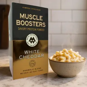 Muscle Boosters White Cheddar Box - Organic Grass-Fed Whey Protein Isolate (10 Single Serve Packs)
