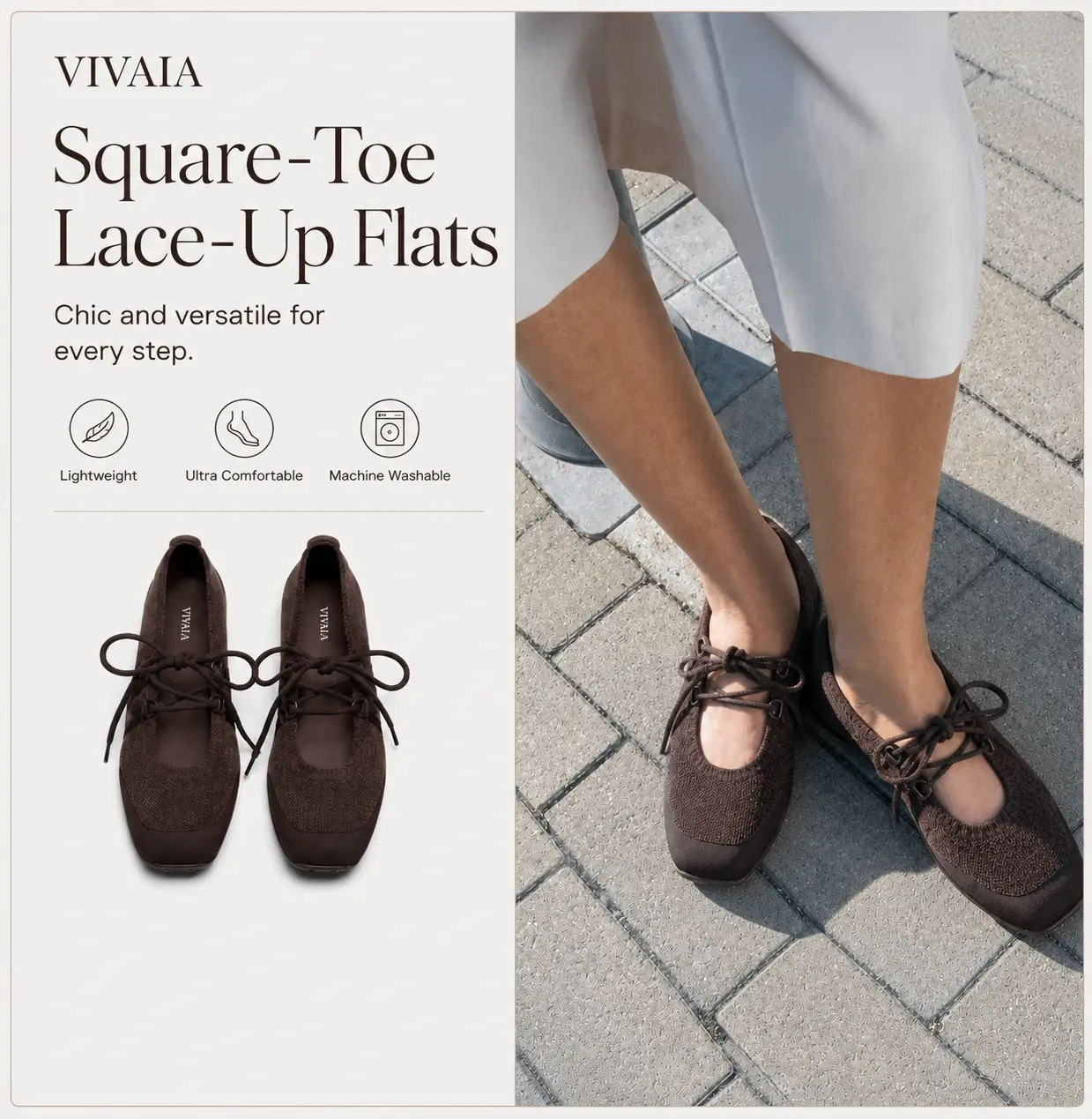 Recommend Size down ½ (True to size for wide feet) | VIVAIA Square-Toe Mary Jane Flats, Velvet Knit Shoes with Cushioned Bubble Sole, Fall Shoes for Women, Wide-Feet Friendly, Back to School (Cecily) tiktokshopbacktoschool