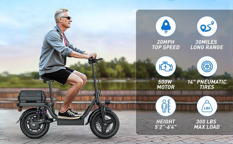 【VoltX】740W Lightweight Double Motor Electric Bike for Adults,20MPH,48V15A Removable Battery,40-45Miles Range,11 shock absorption,Dual-seat design Foldable Double-Suspension  14" Fat Tires 300 Lbs Load for Commuting & All-Terrain Riding，Free accessories