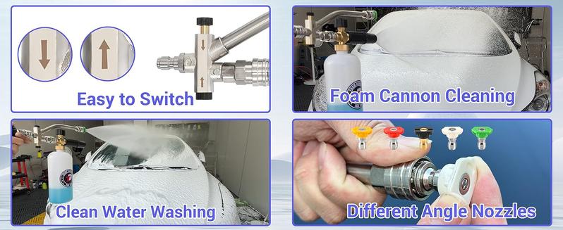 Tool Daily Foam Cannon with Dual Connector Accessory, 1/4 Inch Quick-Connect Quick Connect 5 Nozzle Tips 1 Liter Adjustable Snow Foam Lance for Pressure Washers, ChristmasGift