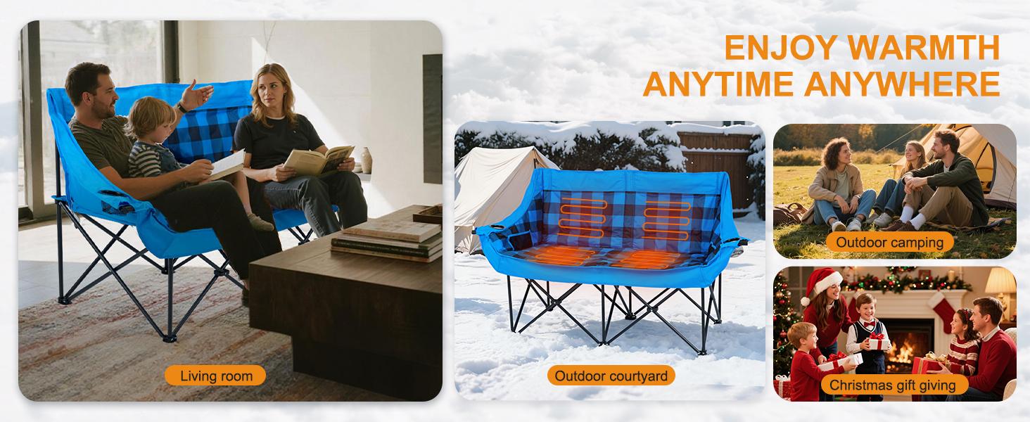 SLSY XXL Oversized Heated Double Camping Chair, Folding 2 Person Camping Couch Loveseat,Heating Padded Chairs with 3 Heat Levels Carrying Bag Lawn Chairs SLSY XXL Oversized Heated Double Camping Chair, Folding 2 Person Camping Couch Loveseat,Heating Padded Chairs with 3 Heat Levels Carrying Bag Lawn Chairs