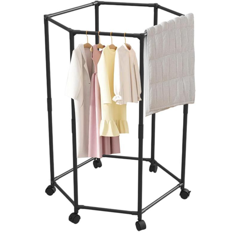 Space Saving Holder Clothes Rack with Wheels for Hanging Garments Ideal for Bedroom Laundry Room and Balcony Storage