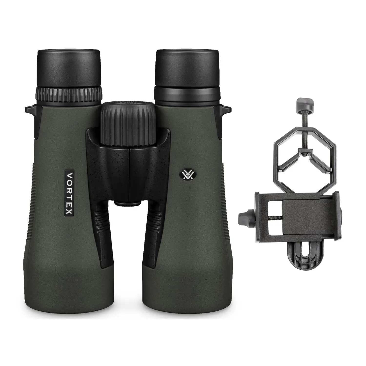 Vortex Optics 12x50 Diamondback Roof Prism Binoculars Bundle with Rubber Build, Adjustable Eyecups, Smartphone Adapter, Tripod Adapter Compatibility for Outdoor Hunting