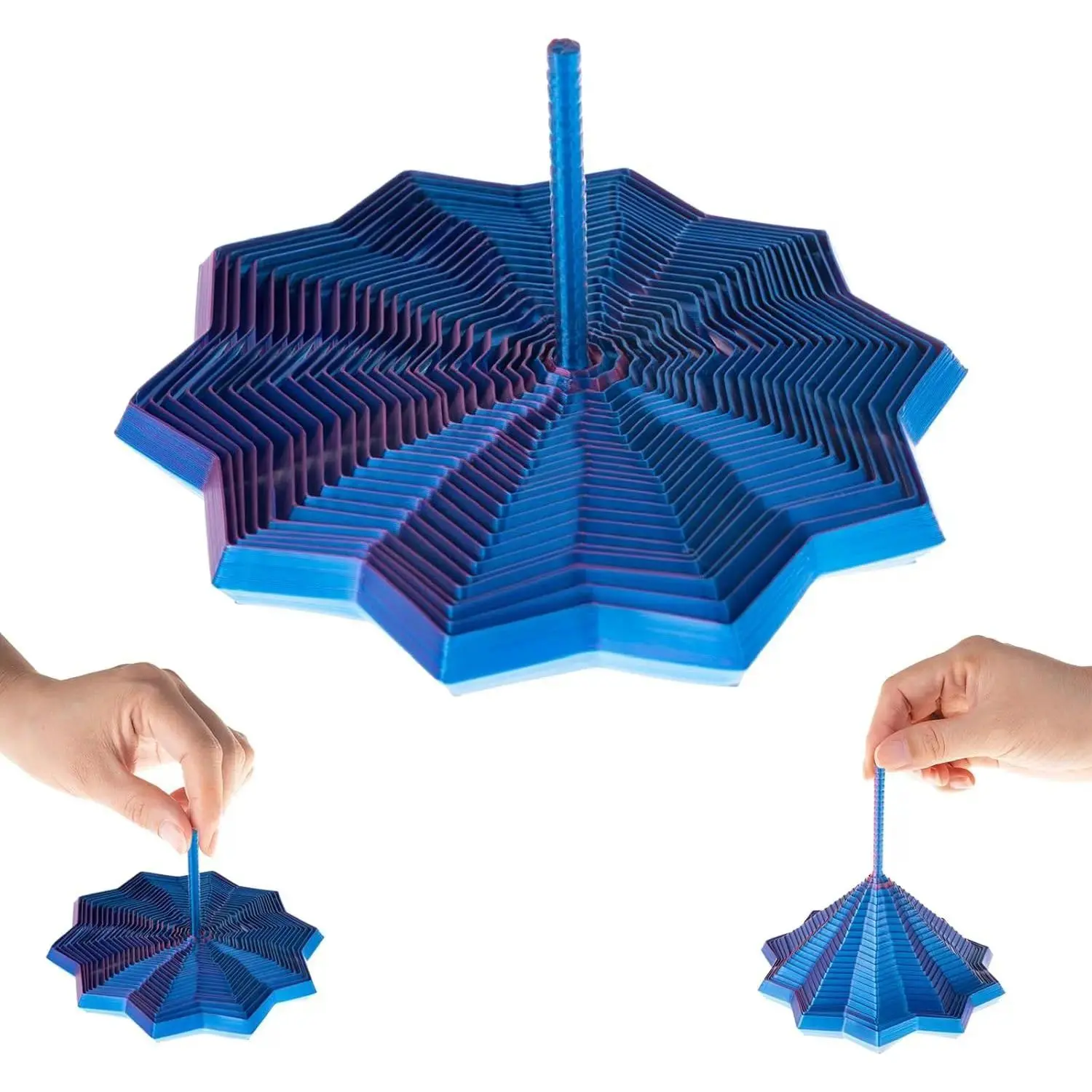 3D Printed Expanding Sensory Fidget Toy - Honeycomb Spiral Fractal Star Tower with Handle, Star Stress Relief Toys - Desk Decompression Gadget for Kids & Adults