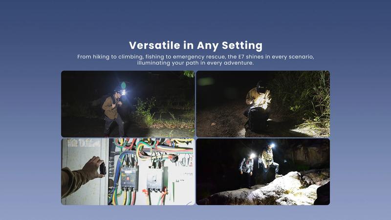 WUBEN E7 1800 Lumens Super Bright Magnetic LED EDC Flashlight - USB-C Rechargeable, IP68 Waterproof, 6 Modes, Ideal for Camping, Hiking, Emergencies