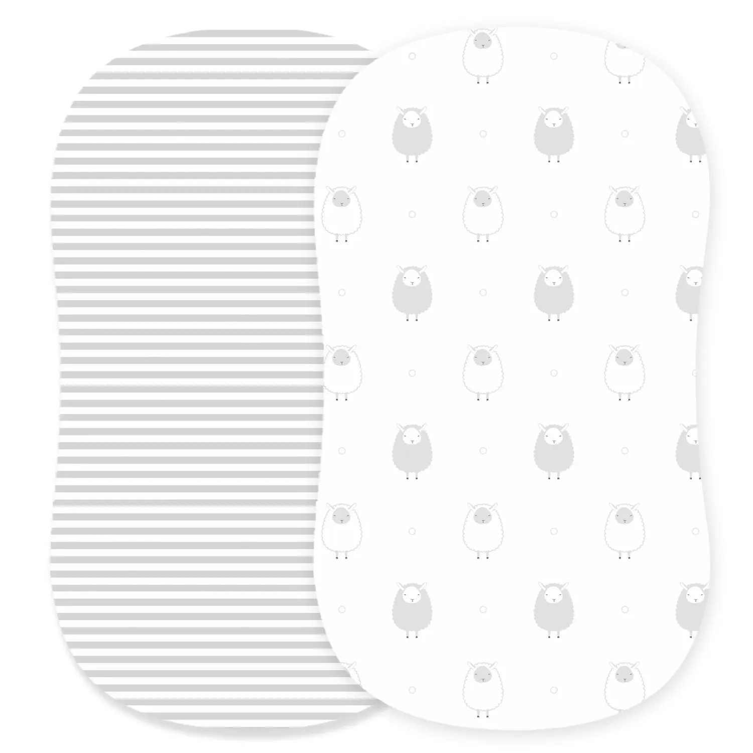 Cotton Jersey Bassinet Fitted Sheets, 2 Pack – Stripes & Lamb