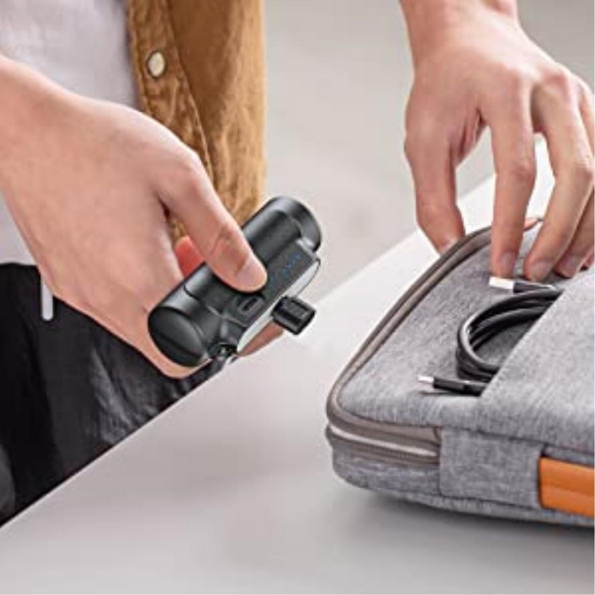 Upgraded Sparkly Portable Charger Mini Portable Charger Power Bank for iPhone,20WFast Charging Power Bank for,5500mAh Power Bank for iPhone 16/15 Series,Mini Battery Pack with Built-in USB-C Connector Compatible with iPad Pro/Air,AirPods