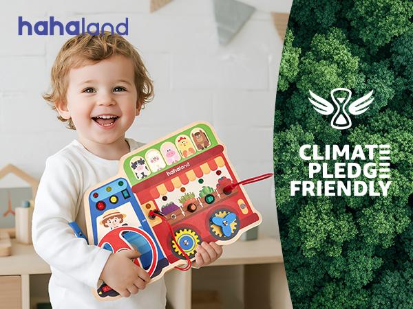 hahaland 18-in-1 Farm Truck Sensory Board: 18 activities with LED lights & switches! A Montessori toy that develops fine motor skills. The perfect travel, birthday, or Christmas gift.