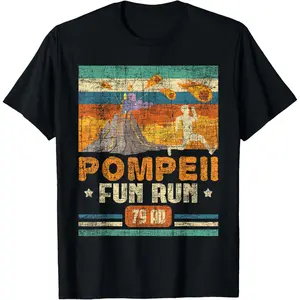 Pompeii Fun Run - Geography Volcanologist Volcanology T-Shirt Small Pure Cotton Graphic Tees Menswear Top: Gifts for Men & Women