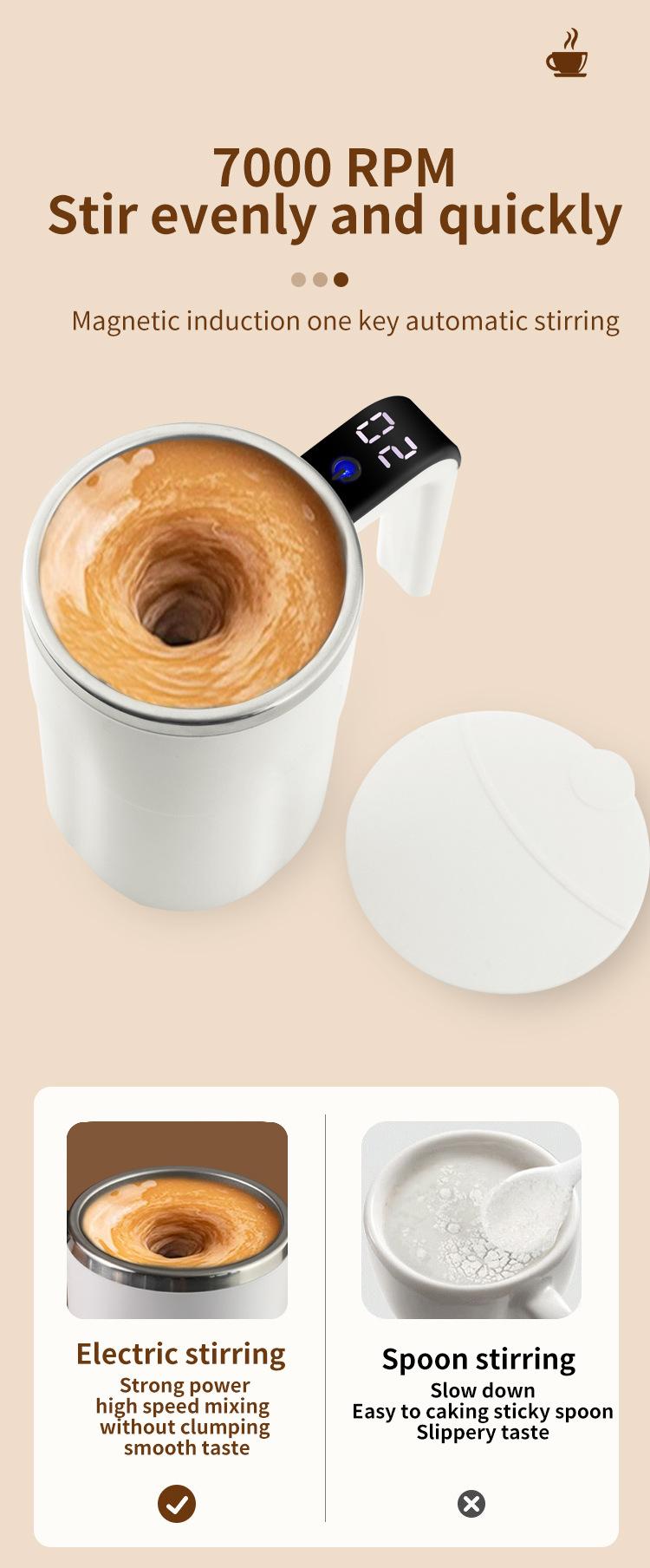 Smart Auto Stirring Mug USB Rechargeable 304 Stainless Steel Temperature Display Self Stirring Coffee Milk Cup for Home Kitchen