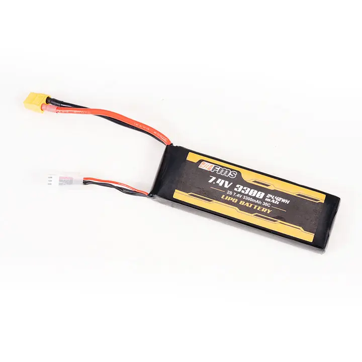 FMS Hobby High Performance Rechargeable Lithium Ion Lipo Battery - 7.4V, 3300mAh, 30C, XT60 Plug, 7.4v for 1:6/1:10, Fits 1:6 Jimny, Batteries for Electric Remote Control Toy Accessories, High Performance Battery, Lithium Rechargeable Battery