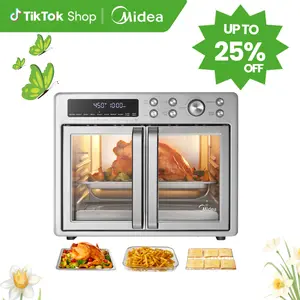 [2026 Kitchen Hack] Midea Flexify French Door Air Fryer Toaster Oven Combo 26.4 QT, Extra Large Countertop Air Fryer Oven 10-in-1 Combo 25% Faster Cooking & 90% Less Oil, Elegant Design Convection Fan, Gift of the Season