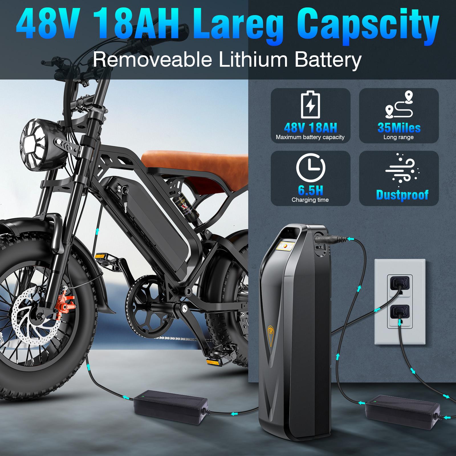 TERROSOR 1000w Adult Off-Road Electric Bike, Five-Speed Transmission, 16-Inch Wide Tires, 48v15ah Removable Battery, Front And Rear Dual Disc Brakes With Dual Spring Shock Absorbers ebike TERROSOR 1000w Adult Off-Road Electric Bike, Five-Speed Transmission, 16-Inch Wide Tires, 48v15ah Removable Battery, Front And Rear Dual Disc Brakes With Dual Spring Shock Absorbers ebike