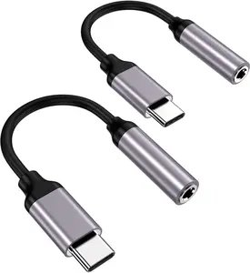 USB Type C to 3.5mm Female Headphone Jack Adapter-2 pa'ck, USB C to Aux Audio Dongle Cable Cord Compatible with Pixel 4 3 2 XL, Samsung Galaxy S21 S20 Ultra S20+ Note 20 10 S10 S9 Plus for iPad Pro