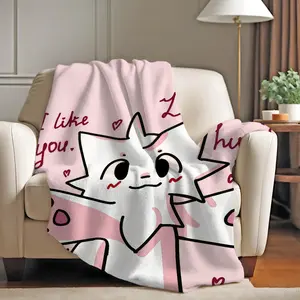 B-boykisser Silly Cat Cute Blanket Warm And Soft Suitable For Bedroom Living Room Sofa Bed Office Travel Camping