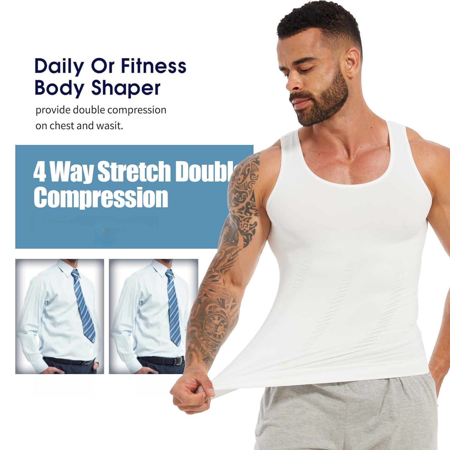 Mens Body Shaper Vest, Gynecomastia Compression Shirts, Tummy Control Undershirts Compression Shirt Men Shapewear Body Shaper Vest Compression Tank Top Undershirt