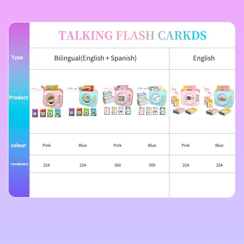 Bilingual English & Spanish ATEYA Talking Flash Cards for Kids - 560 Bilingual (Eng/Span) + 224 English Sight Words, Montessori Educational Sensory Learning Gift
