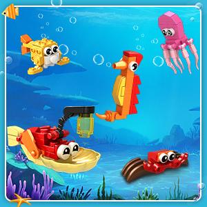 HOGOKIDS 24 Pack Valentines Party Favors for Kids Building Set - 629PCS Mini Marine Animals Blocks Toy for Valentines Day Goodie Bag Stuffers Classroom Prizes Gifts fo Kids Boy Girl Student Ages 6-12 HOGOKIDS 24 Pack Valentines Party Favors for Kids Building Set - 629PCS Mini Marine Animals Blocks Toy for Valentines Day Goodie Bag Stuffers Classroom Prizes Gifts fo Kids Boy Girl Student Ages 6-12