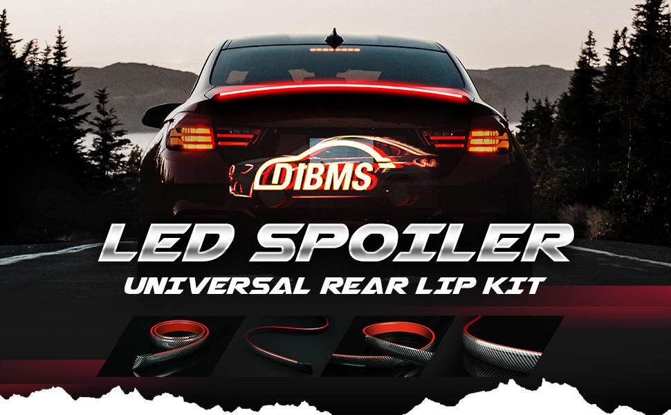 DIBMS Carbon Fiber Light Up Car Spoiler Universal Exterior Rear Roof Spoiler Tail Wing Splitter with LED Strip Lights for Enhanced Visibility and Safety, Reduces Risk of Accidents. Carbon Fiber LED Light-Up Car Spoiler Carbon Fiber LED Car Tail Light