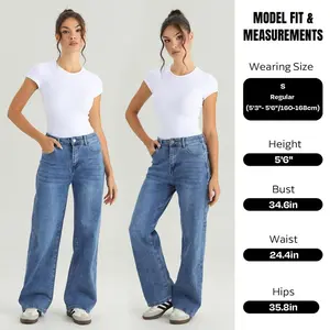 KatchMe Women ' s Street Denim High Waist Multi - Pocket Wide Leg Jeans , Versatile Denim Trousers for Women , Stretch Baggy Jeans Outfits ( US )