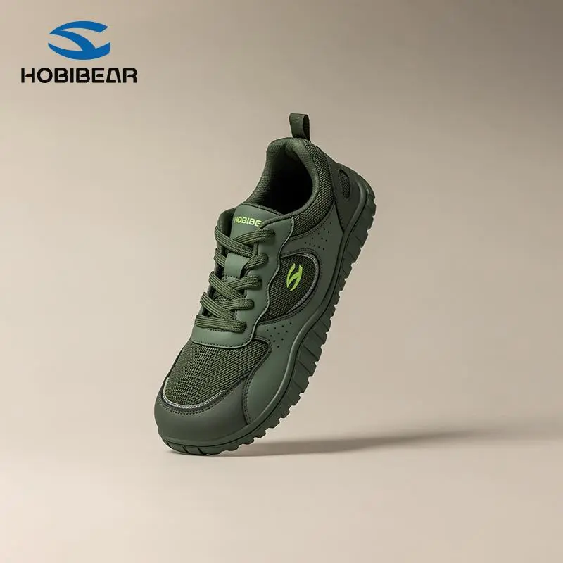 HOBIBEAR Men's Unisex Round-Toe Casual Trainers - Breathable Mesh Fabric, Rubber Grip Sole, Synthetic, Retro Look, Barefoot Fit, All-Season Ease Walking Shoes with Knot Detail