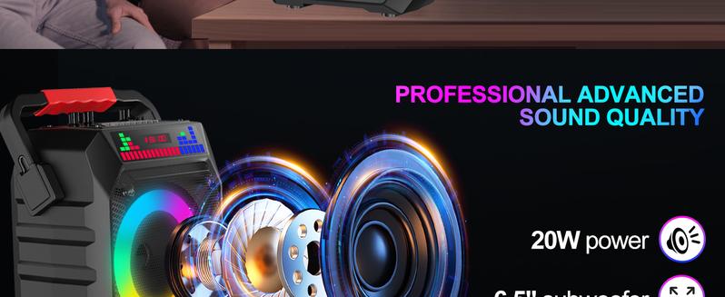 Socodox Karaoke Machine for Adults & Kids Portable Bluetooth 5.2 Speaker with 2 Wireless Microphones RGB Lights AUX USB TF AUX Home PA System for Family Party Outdoor Fun