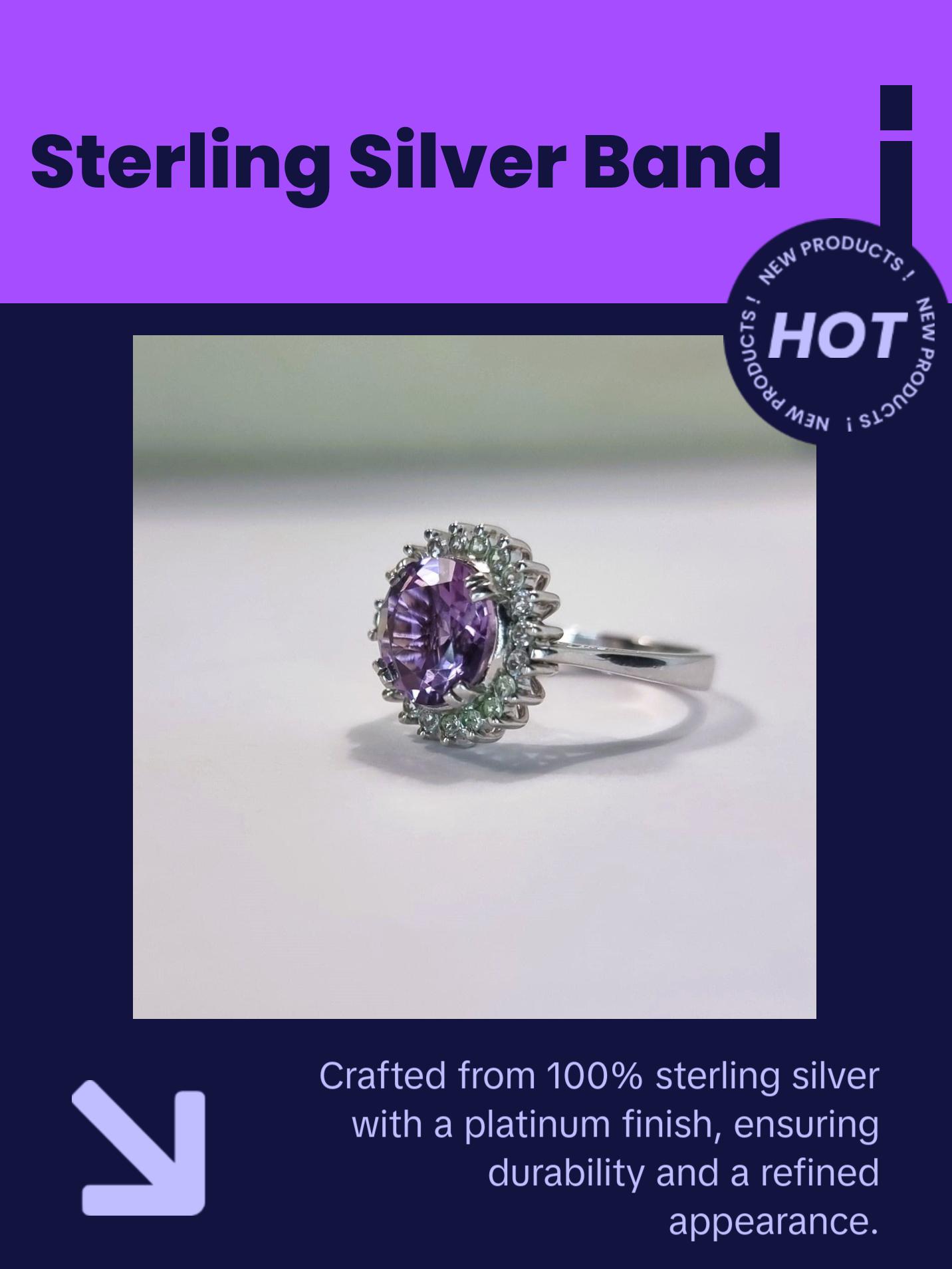 2.50ct Round Cut Purple Amethyst Statement Ring