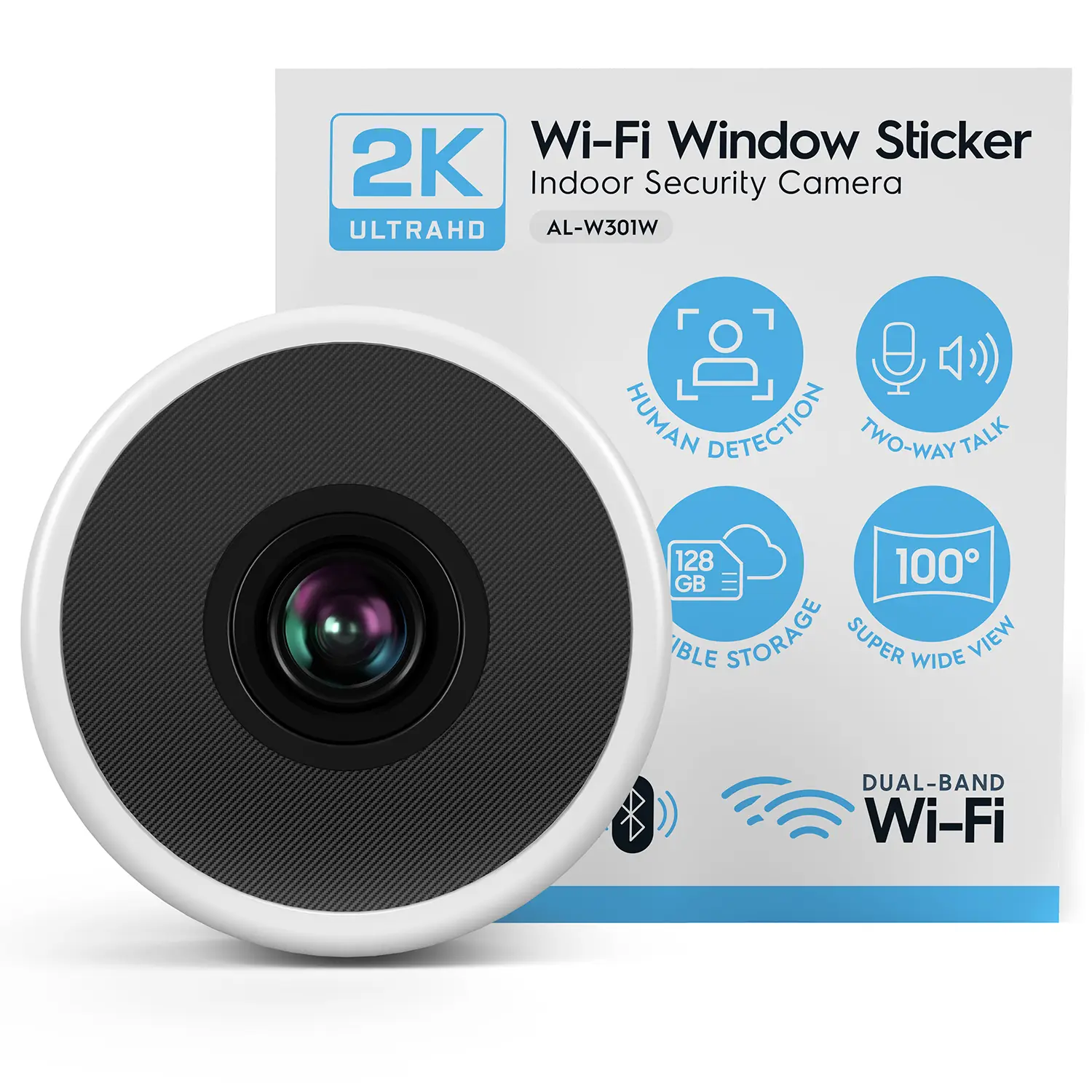 Amcrest Link AL-W301W 3MP Wireless Security Camera - Wi-Fi Indoor Home Monitor with Human Detection, 2-Way Audio, 100° FOV, AI Night Color, Velcro Stick, Micro SD Slot (AI-Powered Home Security Camera System)