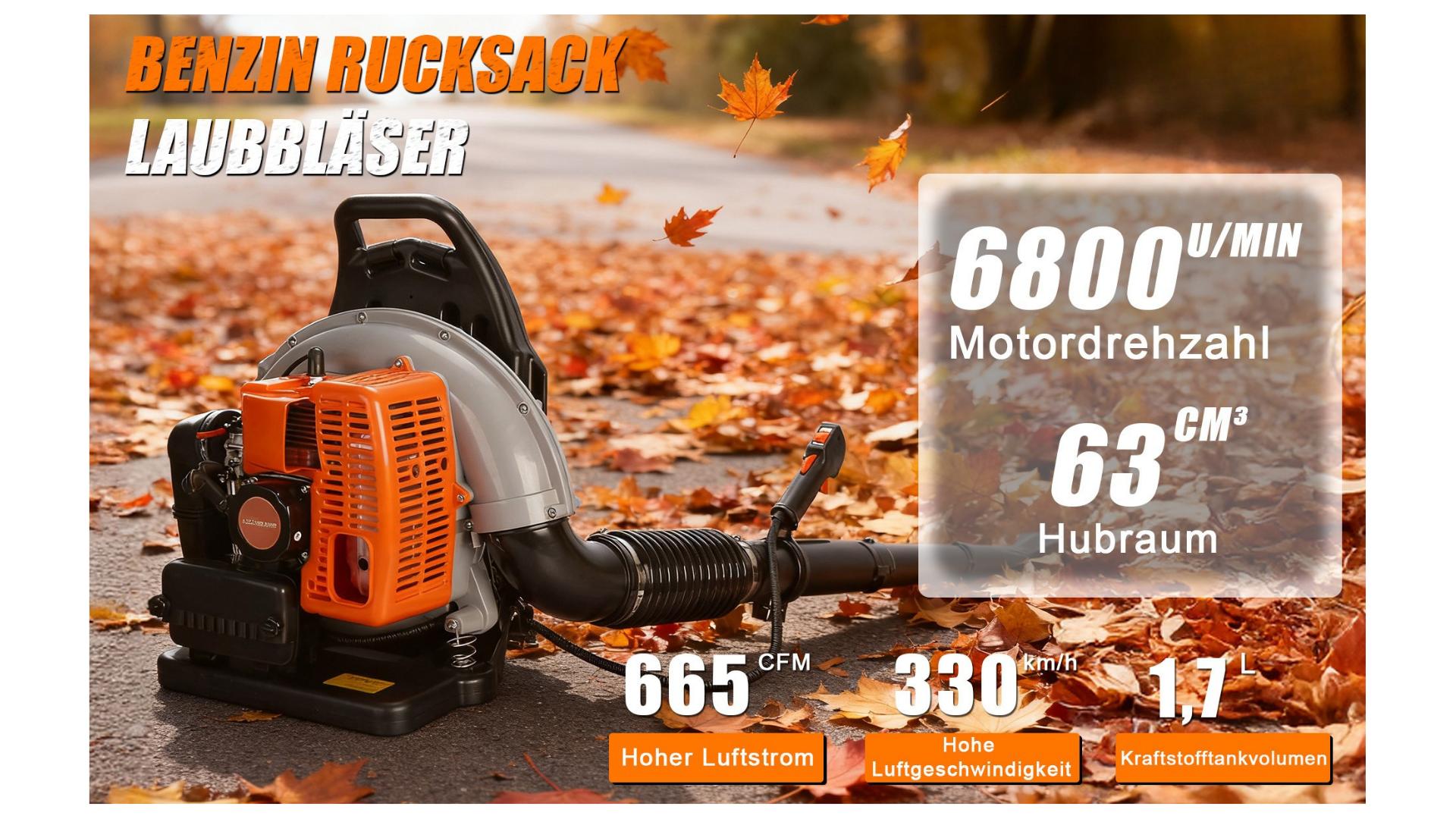 YUCOAP 63CC Professional Backpack Snow Blower - 550 CFM High-Power Gas Blower for Driveway & Walkway, 1.25KW, 6800 RPM 2. YUCOAP 63CC Professional Backpack Snow Blower - 550 CFM High-Power Gas Blower for Driveway & Walkway, 1.25KW, 6800 RPM 2.