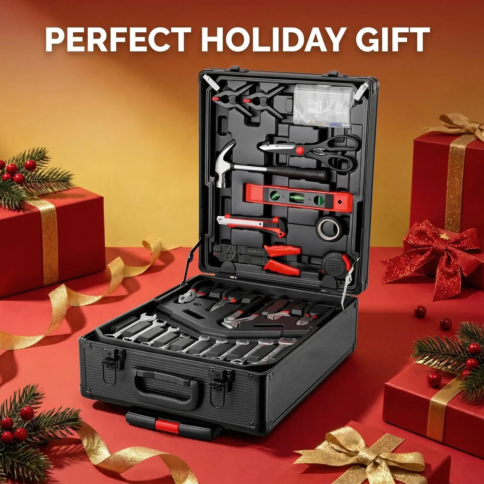 【backtoschool】TLGREEN 799pcs Mechanic Tool Box Set with Aluminum Trolley Case, Complete Tool Kit for Home, Dorm, Garage & Automotive, Perfect for Father's Day Gift, Heavy Duty Kit Heavy Equipment Kits, Portable Tool Kit, Hand Tools Kits sohochic