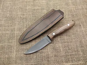 Handmade 1095 High Carbon Steel Fixed Blade Hunting Knife | Acid Washed Camping Survival Skinner Knife with Walnut Wood Handle – 9.4” Outdoor Knife