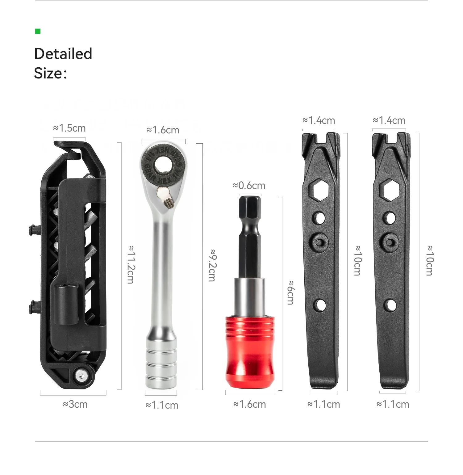 ROCKBROS Folding Multi-Function Ratchet Tool with Two-Way Design & Magnetic Bits for Versatile Maintenance Tasks Includes Tire Prying Rod