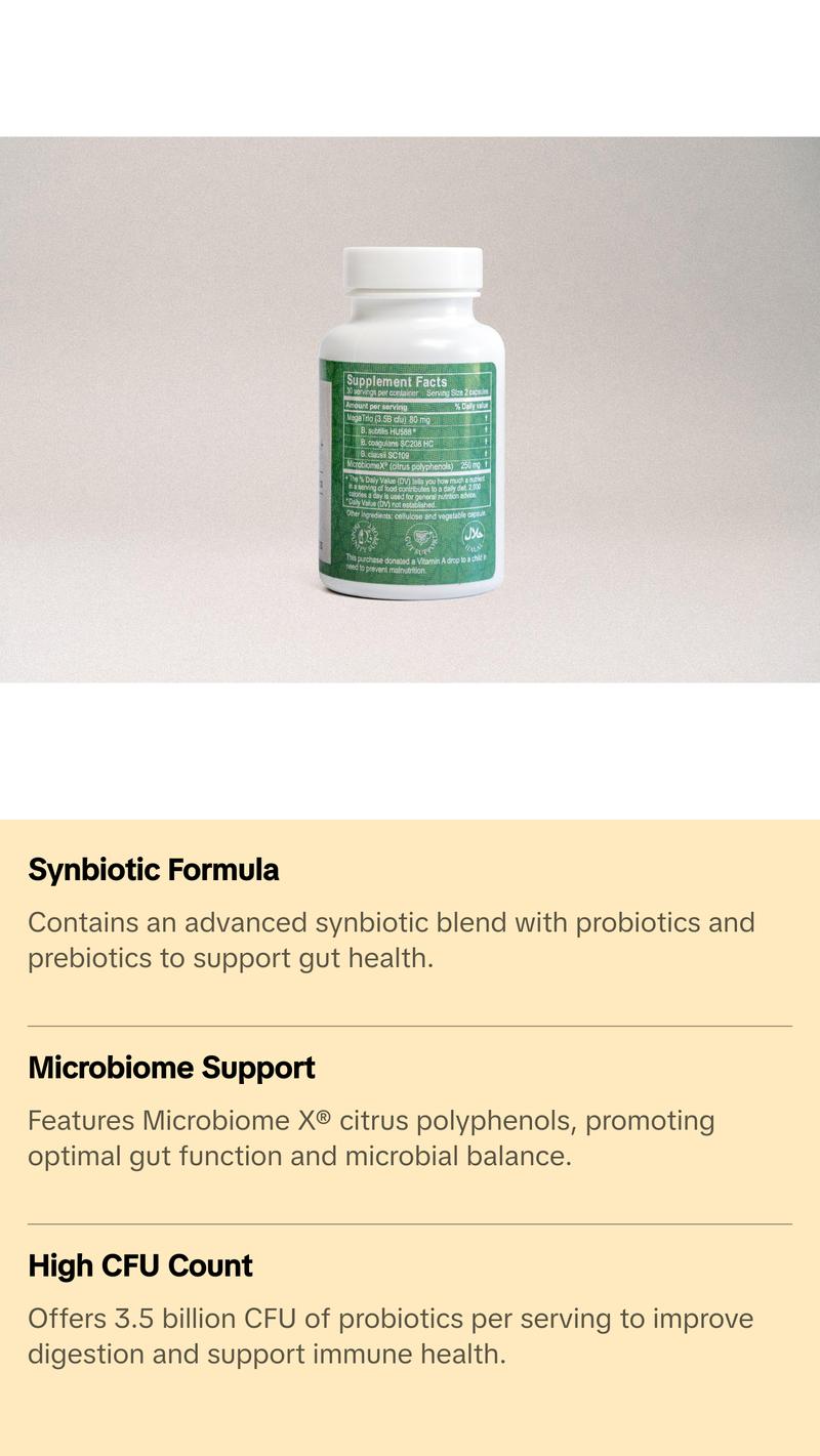 Salaam Nutritionals Synbiotic Plus Halal Probiotic with Prebiotics 3.5 Billion CFU Veggie Capsules 60 Count Gut and Immune Support Digestion Vitamin Daily Dietary Supplement