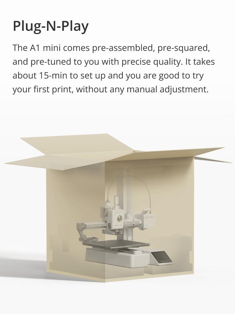 Bambu Lab A1 Mini 3D Printer, Support Multi-Color 3D Printing, Set Up in 20 Mins, High Speed & Precision, Full-Auto Calibration & Active Flow Rate Compensation, ?48 dB Quiet FDM 3D Printers