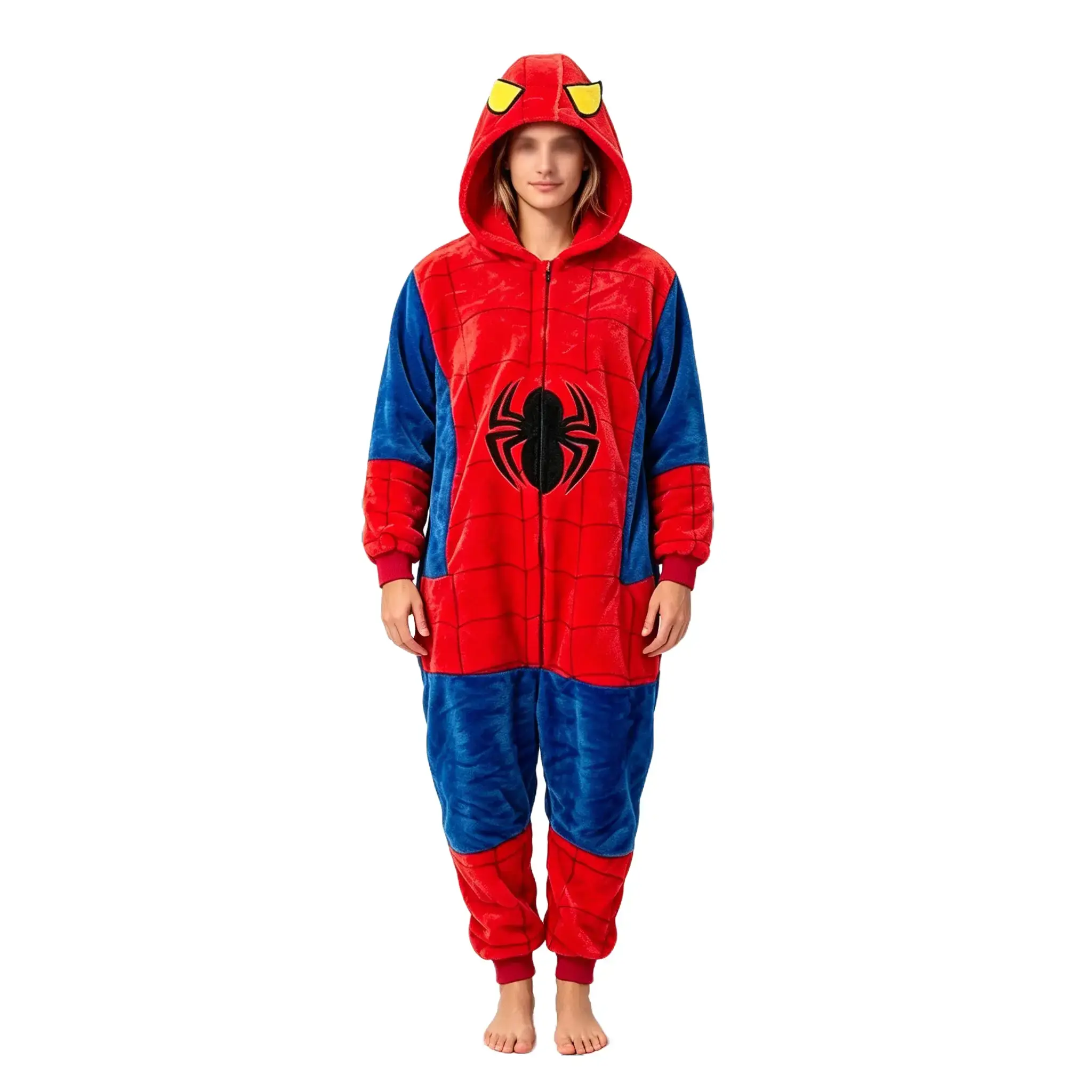 Marvel Spider‑Man One‑Piece Pajamas, Soft Cozy Fleece Jumpsuit Sleepwear Loungewear for Boys Adults Home Nightwear