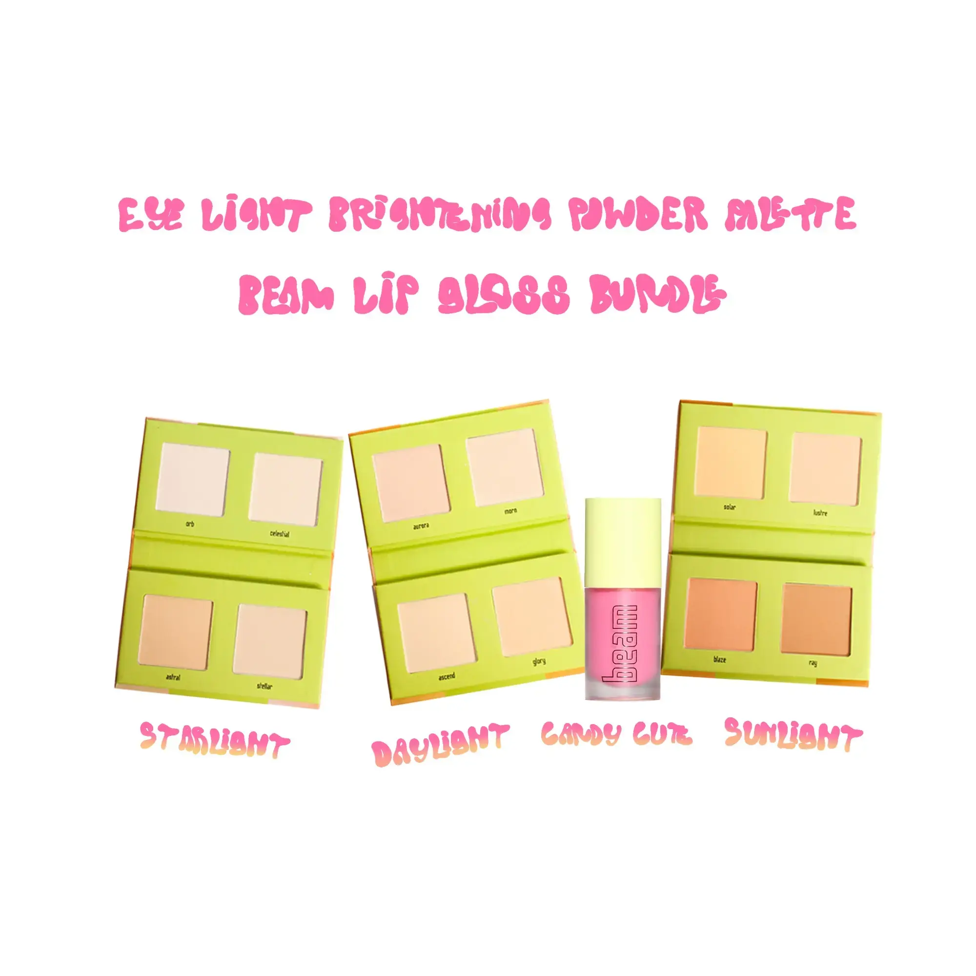 Eye Light Brightening Powder Palette & Beam Lip Gloss Bundle - Made By Mitchell Face Makeup Sets