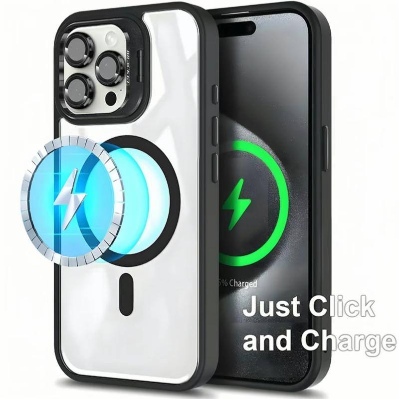 PICRYU For Apple iPhone 17 16 15 14 13 12 Max Plus Pro Magnetic Mobile Phone Case with MagSafe Camera Ring Holder, Military-Grade Protection, Anti-Fall, Non-Yellowing, Wireless Casing Protector Cover