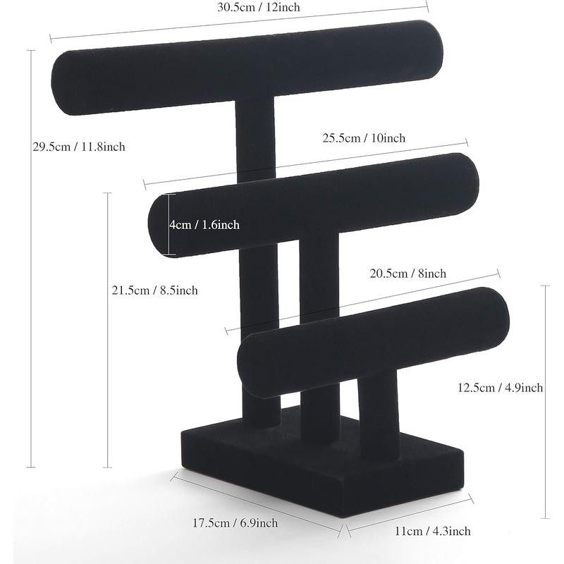 WUDYGIRL Velvet Bracelet Organizer 3-Tier Jewelry Stand for Bracelets Watches and Necklaces Women's Gift for Girls Black Durable Storage Box Multi-Level Design