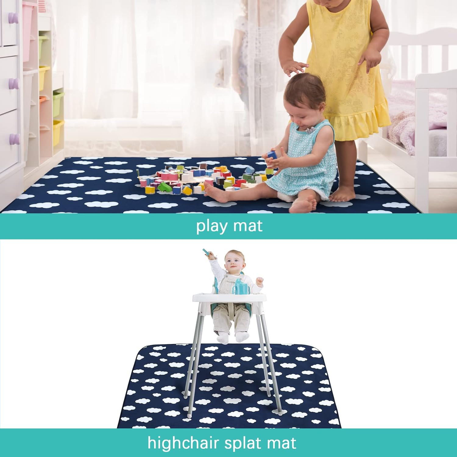 Biloban Splat Mat Splash Mat 2 Pack - Waterproof Anti-Slip Reusable Portable Lightweight Mat For Under High Chair Eating Mess Picnic Arts Crafts Floor Table 42''×46'' #TiktokshopStockUp