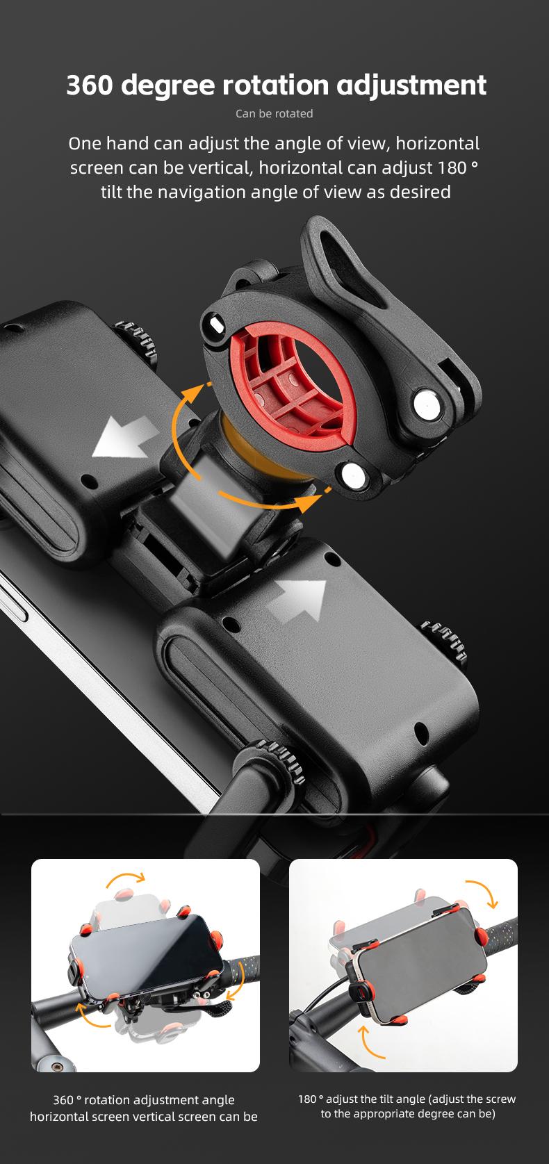 ROCKBROS Bike Phone Holder- Adjustable Motorcycle Phone Mount Handlebar Clip for Bicycle Scooter, Cell Phone Clamp for 4.1" - 6.7" Smartphones iPhone 14 Plus/Pro Max, 13 Pro Max, S9, S10 and More ROCKBROS Bike Phone Holder- Adjustable Motorcycle Phone Mount Handlebar Clip for Bicycle Scooter, Cell Phone Clamp for 4.1" - 6.7" Smartphones iPhone 14 Plus/Pro Max, 13 Pro Max, S9, S10 and More