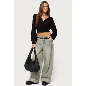 Cuffed Low Rise Baggy Jeans