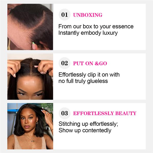 Yaki Straight Wear Go Pre-Layered Cut Bob Wig Pre Cut Glueless HD T Part Lace Front Wig Natural Black Deep Part Lace Glueless Wig #TikTokShopBacktoSchool