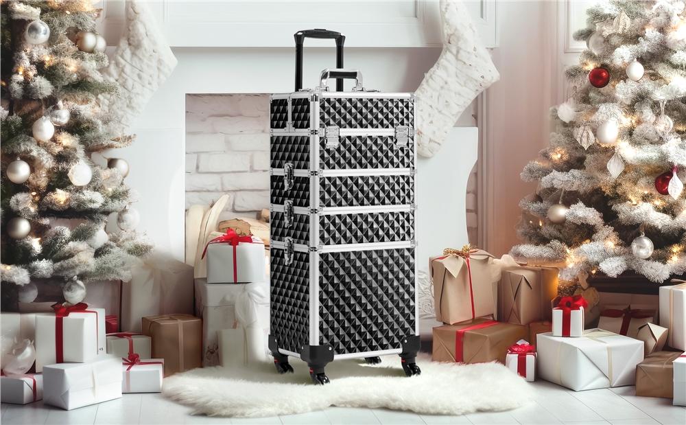 Yaheetech 4-in-1 Professional Rolling Makeup Train Case Extra-large 4-Tiered Aluminum Cosmetic Trolley Storage on Wheels Cosmetic Organizer Traveling Cart Yaheetech 4-in-1 Professional Rolling Makeup Train Case Extra-large 4-Tiered Aluminum Cosmetic Trolley Storage on Wheels Cosmetic Organizer Traveling Cart