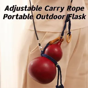 Handmade Natural Gourd Whiskey Flask Bottle with Lacquer Finish Portable Camping Drinking Flask with Stopper Artisan Gift