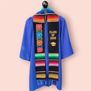 Colorful Flowers Class of 2026 Mexican Sarape Graduation Stole Mexican stole