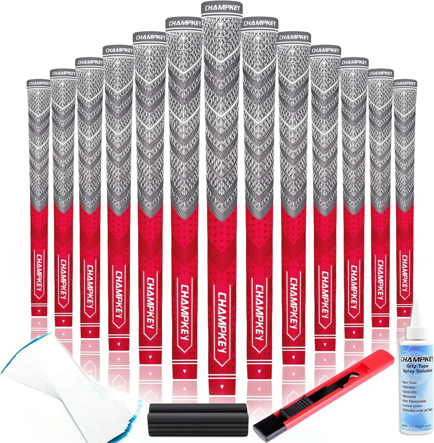 CHAMPKEY Advanced Hybrid Golf Grips 13 Pack with Full Repair Kits - All Weather Performance Golf Club Grips - High Traction and Control Half Corded Golf Grips